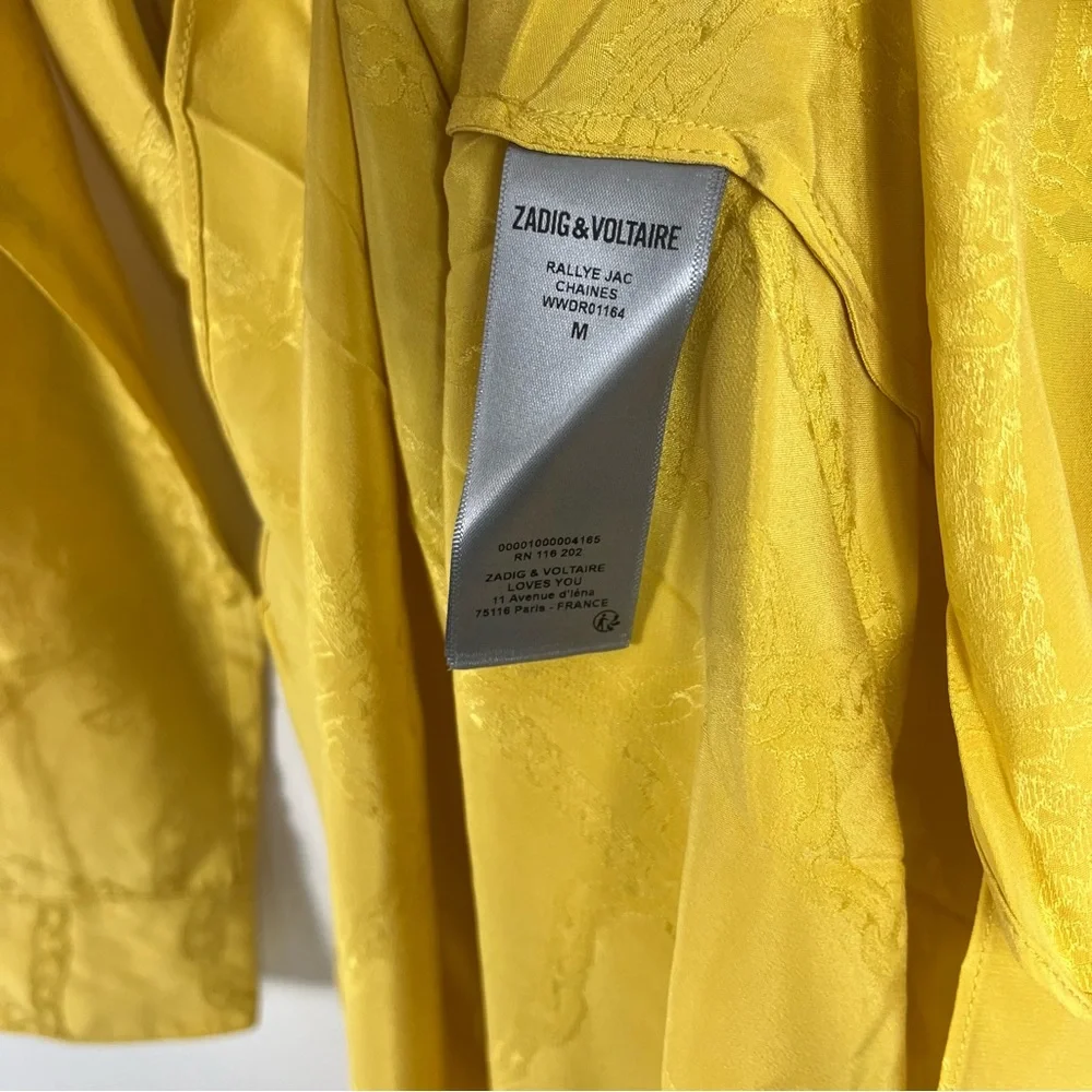 Zadig & Voltaire Rallye Chains Silk Dress Size Medium NWT Buttercup Yellow - Picture 8 of 11